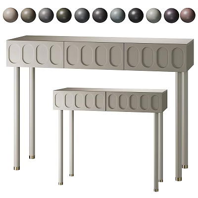 Modern Entryway Cabinet and Side Cabinet with Round Panel Design Metal Legs and Gold Accents 3d model