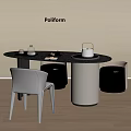 Modern Italian Dining Table and Chair Four-person Dining Table and Chair Oval Dining Table and Chair Rectangular 3d model