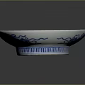 Artistic Sculpture Carving Decorative Plate With Blue Wave Patterns And Red Green Maple Leaves