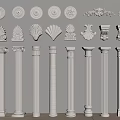 Elegant Classical Roman Columns With Ornate Capitals And Architectural Decorative Elements