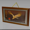 Wooden Frame Decorative Painting With Eagle Design And Inspiring Chinese Characters For Home Decor