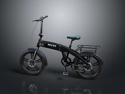 Black BYSON Bicycle With Green Seat Rear Rack And Wide Tires For Urban Riding 3d model