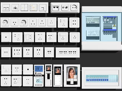 Assorted Hardware Tools With Various Switches Sockets Control Panels And Electrical Components 3d model