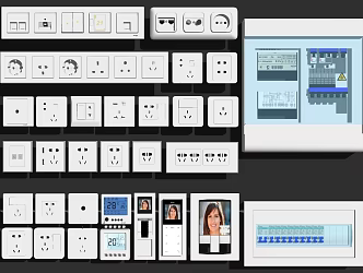 Modern switch socket plug row power switch video intercom air conditioning temperature control 3d model