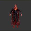 Man In Superman Costume With Red Cape Blue Suit And S Symbol