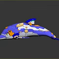 3D Rendered Mechanical Dolphin Robot Character With Blue White Body And Orange Green Accents