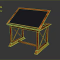 Wooden Drawing Board Stand With Black Surface And Stable X Shaped Frame For Home Use