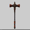 Medieval Fantasy War Hammer With Carved Metal Head And Wooden Handle