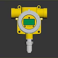 Honeywell Yellow Industrial Gas Detector With Green Display Circular Housing Mounted On Metal Pole