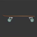 Stylish Dark Blue Skateboard With Teal Wheels And Gold Signature Design 3d model