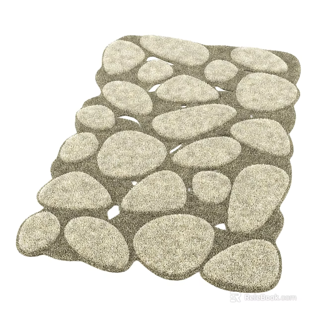 Natural Stone Inspired Pebble Pattern Square Rug For Home Interior Decoration 3d model