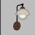 Modern Style Wall Lamp With Wooden Base And White Shade Mounted On Wall