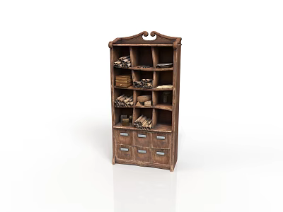 Wooden Storage Cabinet Furniture With Multiple Drawers And Shelves For Home Organization 3d model