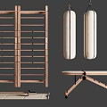Sports Equipment Including Punching Bag Wooden Ladder Dumbbell Rack Dumbbells And Training Bench For Home Use