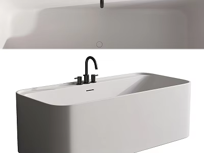 Contemporary White Freestanding Bathtub With Sleek Design And Black Faucet In Bathroom 3d model