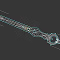 Ornate Fantasy Sword With Golden Blade Silver Accents And Red Grip Design