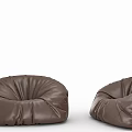 Two Brown Leather Bean Bag Chairs Plush Comfortable Seating For Living Room