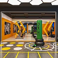 Modern Fitness Gym Interior Featuring Training Floor Markings Exercise Equipment Large Windows And Mirror Walls
