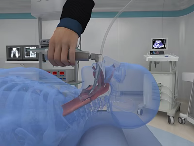 Operating Room Surgical Procedure With Instrument Anatomical Model And Medical Monitor 3d model