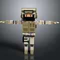 Pixel Style Military Character With Camouflage Uniform And Helmet
