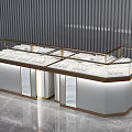 Modern Jewelry Display Showcase With Glass Top And Metal Frame Lighting