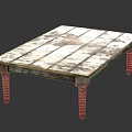 Rustic Wooden Coffee Table with Distressed Surface and Tapered Vintage Legs