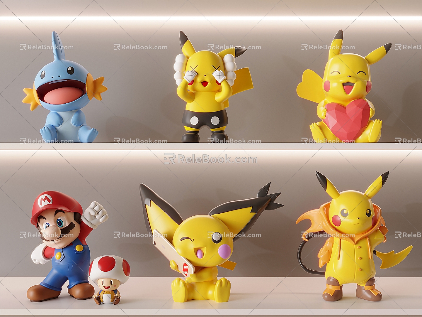 Children's Doll Hand Pokemon Pikachu Doll Pokemon Mario Dinosaur Doll 3d model