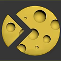 Yellow Holey Cheese 3D Render with a Slice Removed and Round Shape 3d model