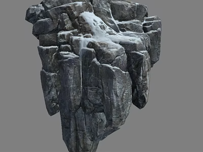 Natural Stone Rock Formation With Snow Covered Textured Surface And Natural Details 3d model