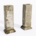 Stone Wood Decorative Pillars With Mossy Surface And Sturdy Base