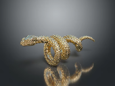 Golden Snake Shaped Furniture Decorative Ornament With Intricate Design And Shiny Finish 3d model