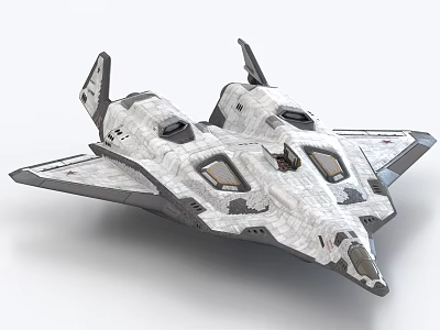 Futuristic Stealth Aircraft With Twin Cockpit Angular Wings And Armored Texture 3d model