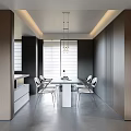 Guest restaurant sofa combination dining table and chair high gray 3d model