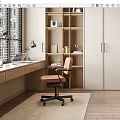 Windowsill Desk Chair Combination 3d model
