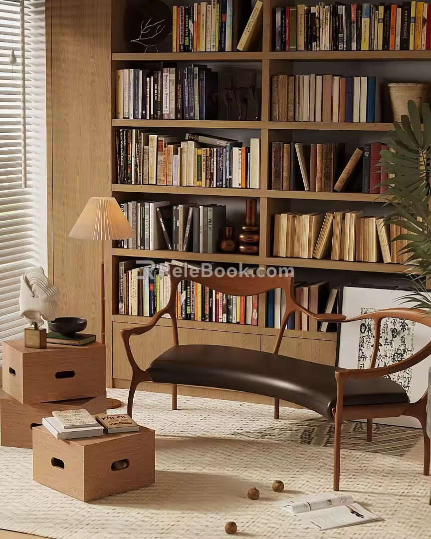 Mid-ancient Style Multi-person Sofa Fabric Sofa Chair Two-seat Sofa Mid-ancient Style Floor Lamp Mid-ancient Style Bookcase Mid-ancient Style Luohan Bed 3d model