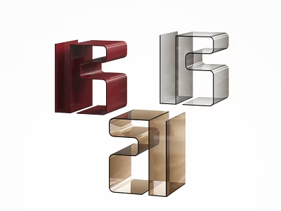 Modern Geometric Side Tables in Red Clear and Brown Acrylic for Contemporary Living Room Decor 3d model