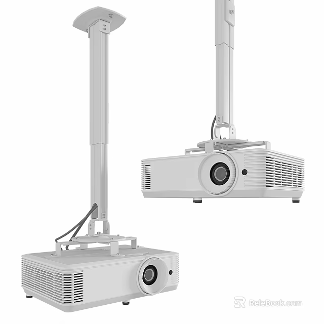 White Projector With Ceiling Mount For Home Office Presentation Use 3d model 