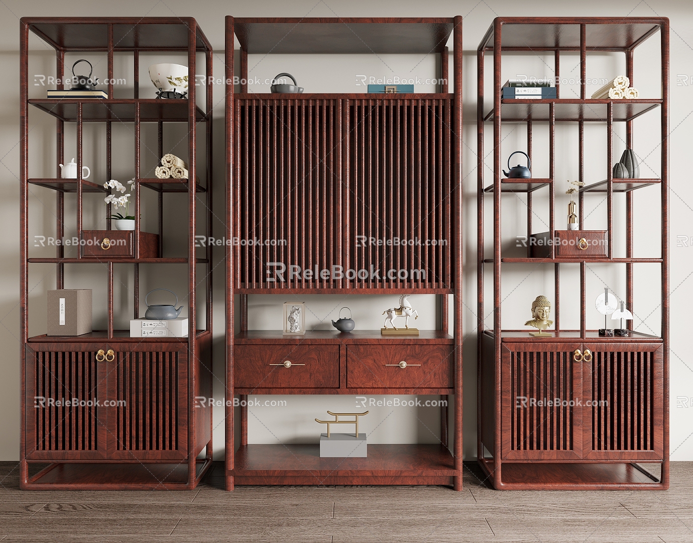 New Chinese Style Solid Wood Antique Rack 3d model