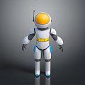 Robot Sculpture with Orange Helmet White Body Yellow Belt and Blue Details Modern 3D Carving