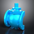Blue Industrial Valve With Flange Connection And Machinery Equipment Design