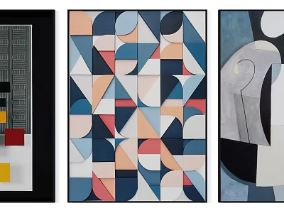 Vibrant Abstract Artworks With Geometric Shapes And Colorful Patterns 3d model