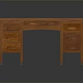 Wooden Office Desk with Multiple Drawers Classic Design and Solid Wood Structure 3d model