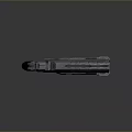 Futuristic Sci Fi Gun with Shiny Metallic Body and Red Wooden Grip Design