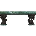 Elegant Sofa Coffee Table Set Featuring Green Marble Top And Black Carved Base Design