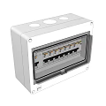 White Electrical Distribution Box With Transparent Cover And Circuit Breakers