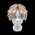 Realistic Blonde Curly Short Hair On White Human Mannequin Head Model