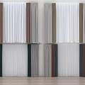 Modern Multi Colored Curtains With White Base And Brown Gray Striped Panels 3d model