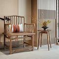 Traditional Wooden Single Chair With Cushion And Side Table In Natural Light Interior