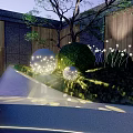 Spherical Outdoor Lights Decorative Garden Landscape With Bushes Greenery And Lawn