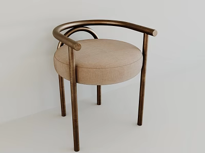 Modern Minimalist Round Fabric Upholstered Chair With Curved Bronze Metal Frame For Cozy Home Use 3d model